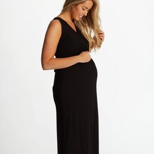 Black maxi maternity dress.